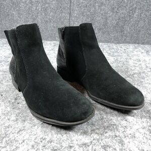Naturalizer Booties Womens Size 8.5 M Black Suede Croc Embossed Ankle Zip‎ Shoes